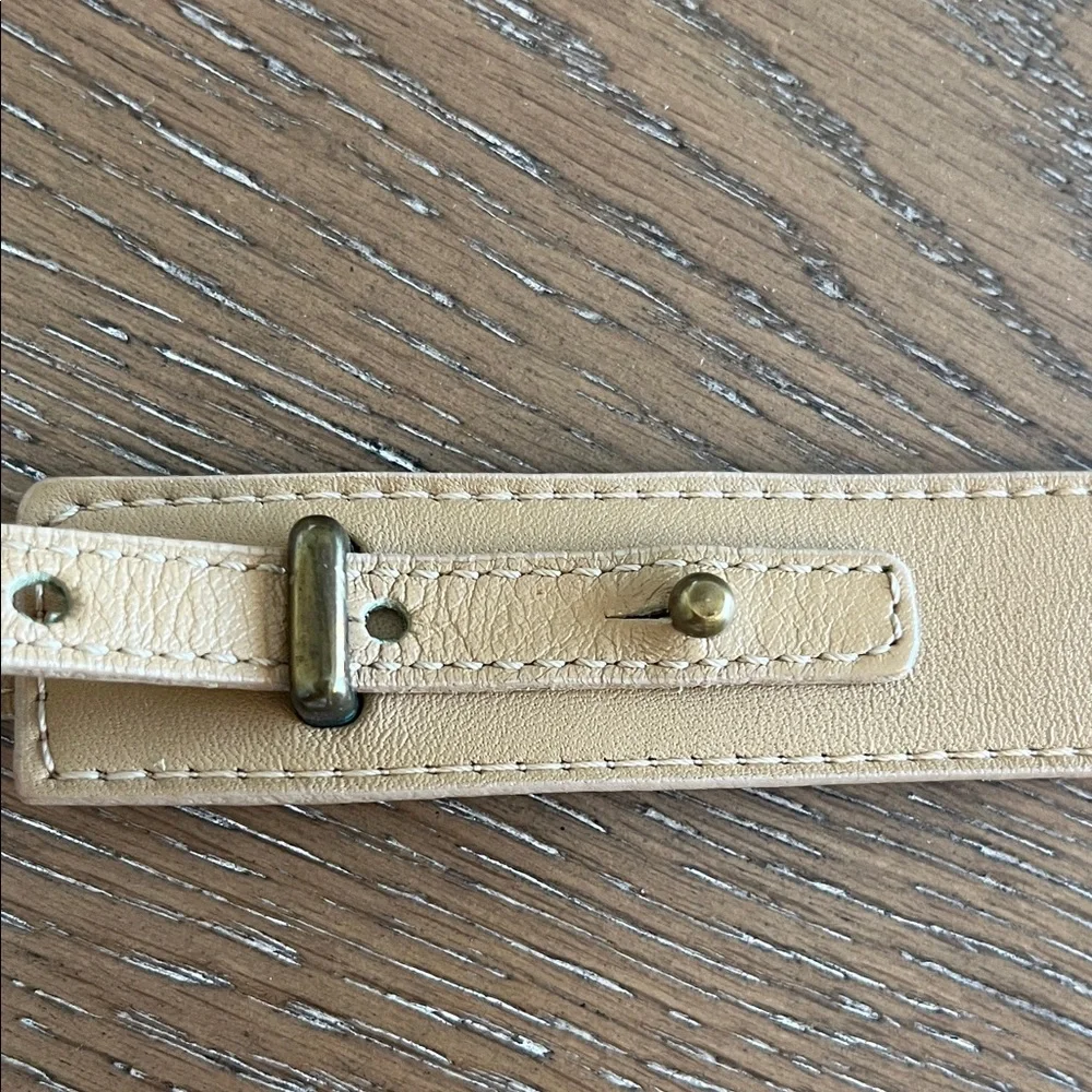Neutral Leather Ring-Buckle Belt - Beige